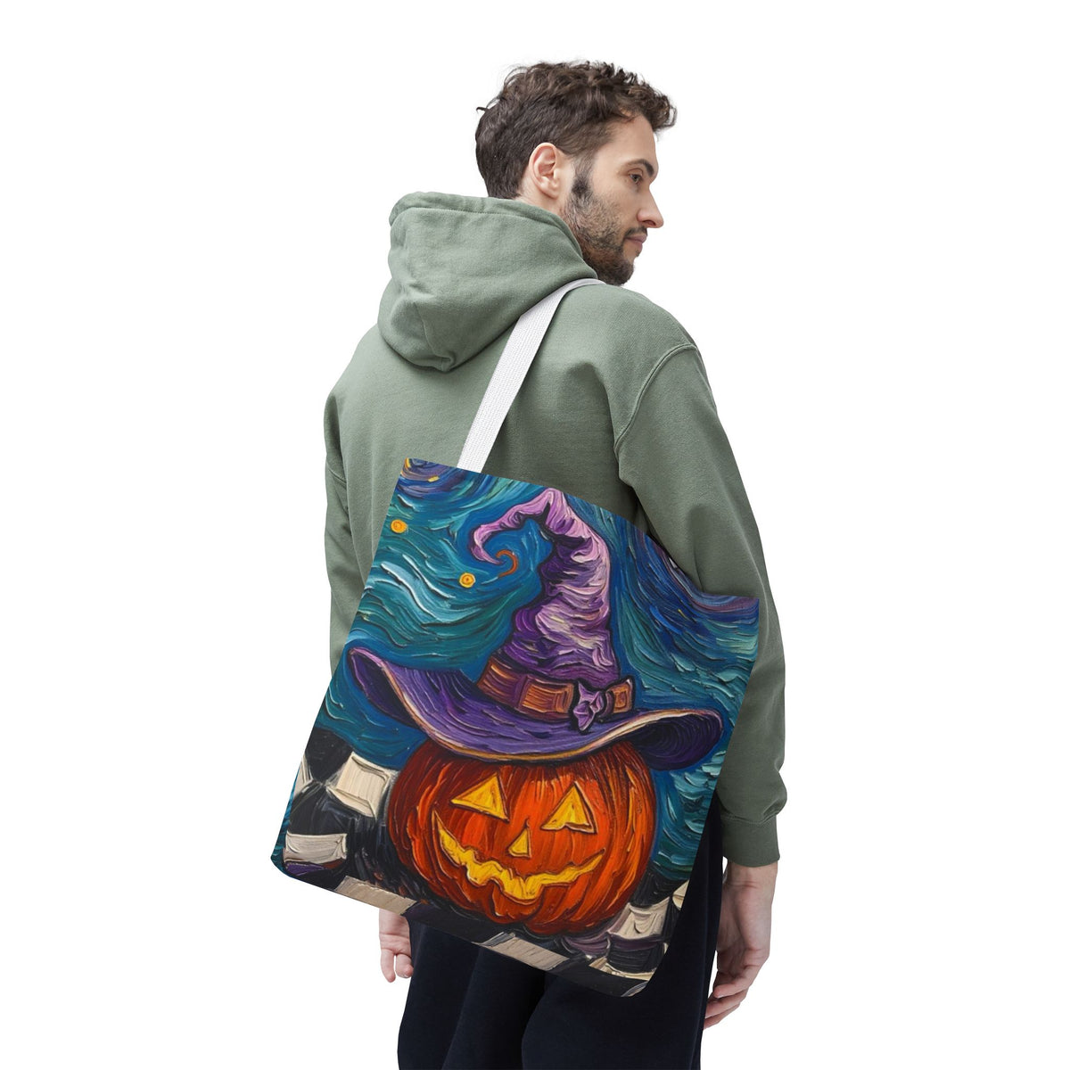 Halloween Tote Bag | Pumpkin After Midnight – Colorful Jack-O'-Lantern artistic design