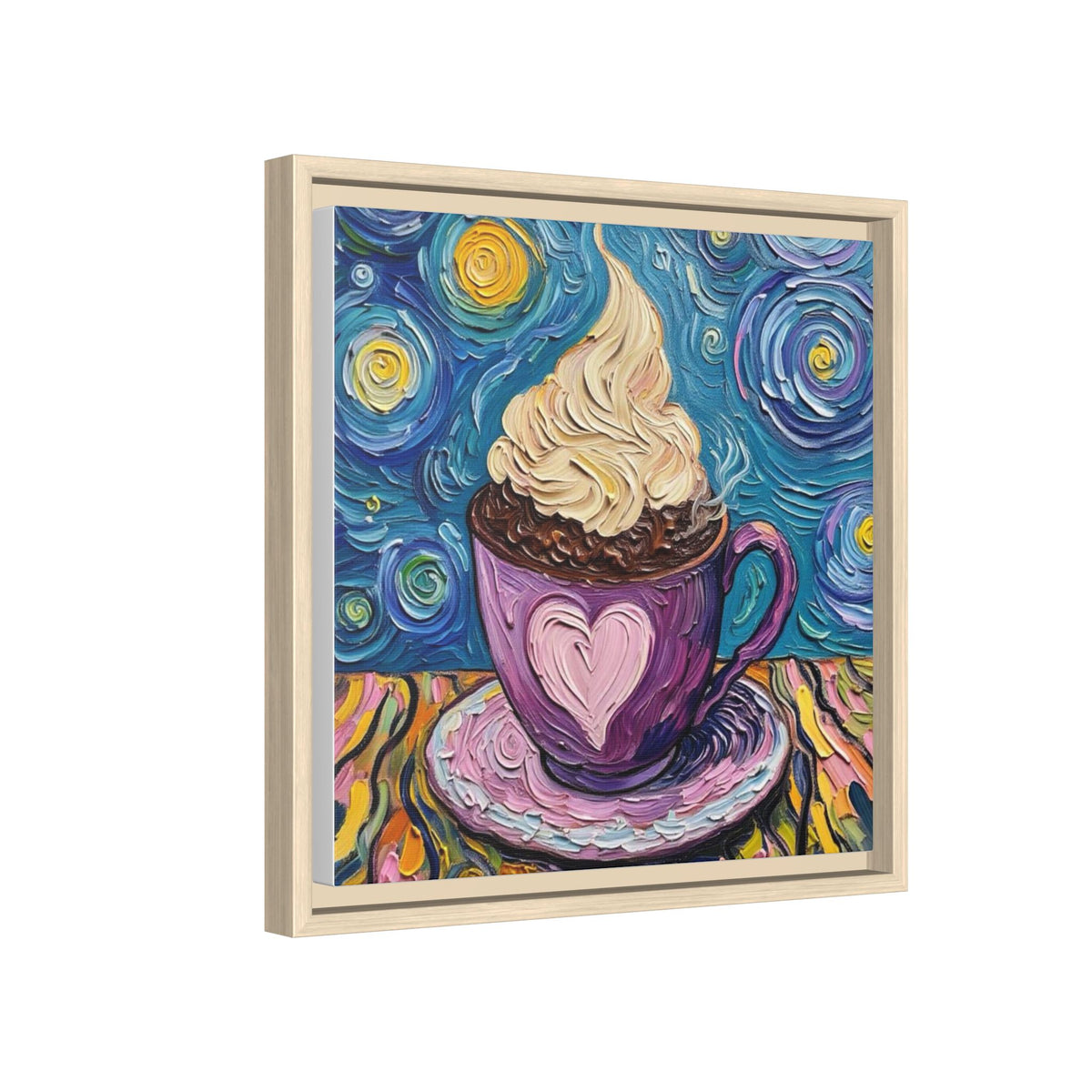 Canvas Wall Art - Colorful Coffee Cup - Artistic Painterly Style - Impasto Design Print - 'Dreamer's Roast'
