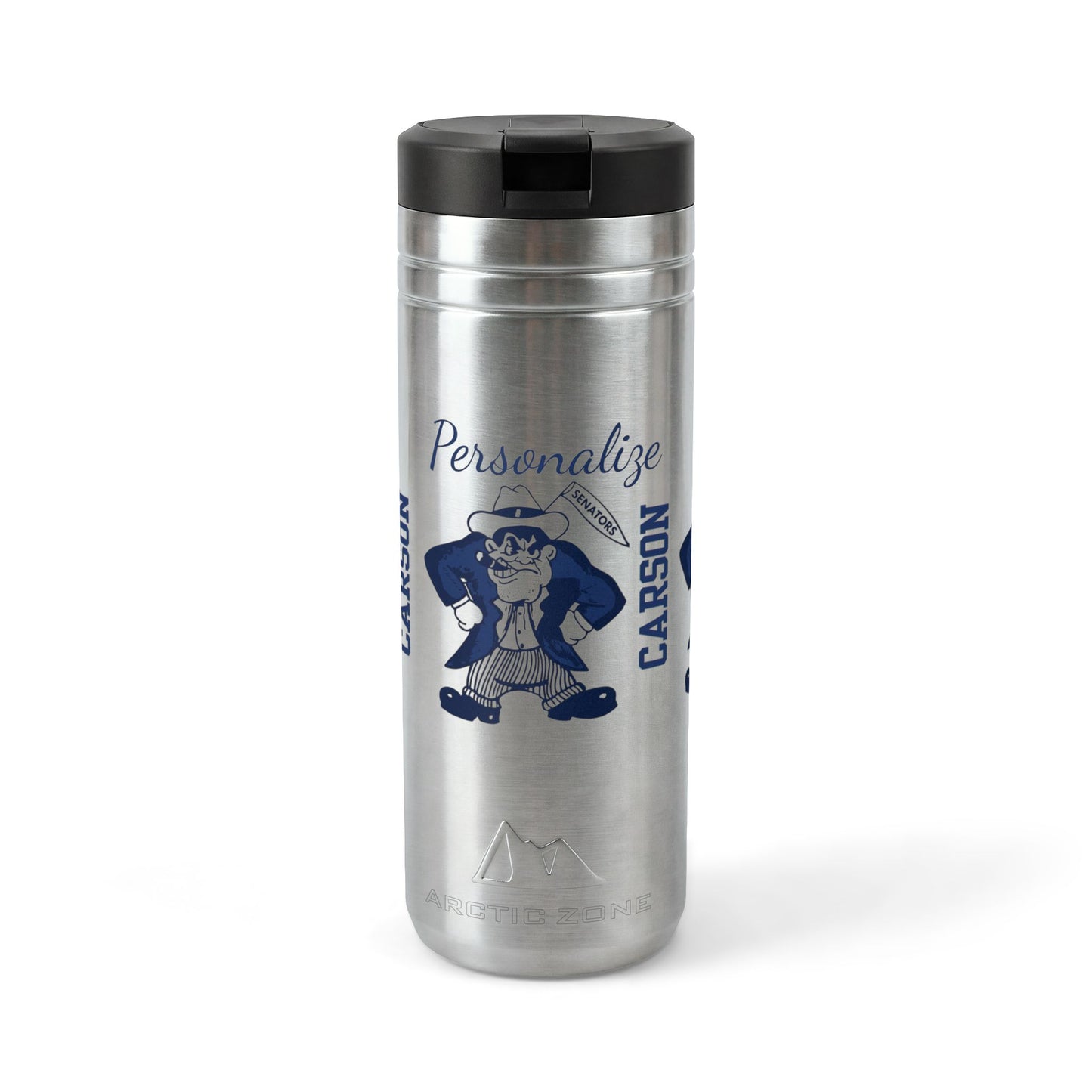 Vintage Carson Senators Mascot Insulated Tumbler - 24oz Thermal Straw Bottle