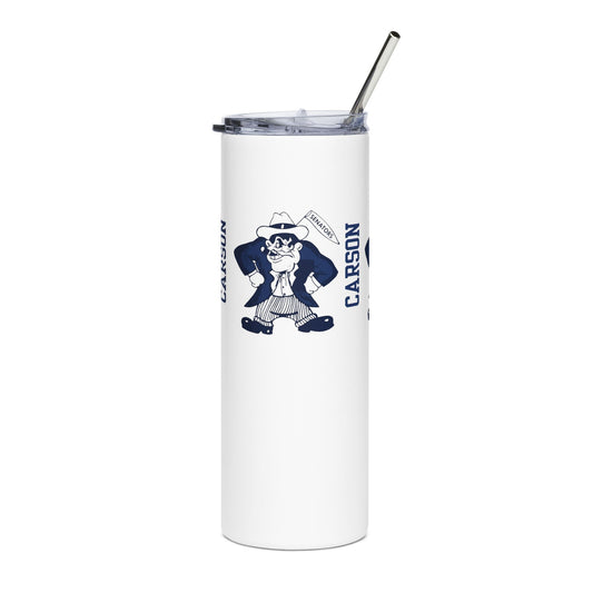 Vintage Carson Senators Mascot Skinny Tumbler - 20oz Thermal Straw Bottle
