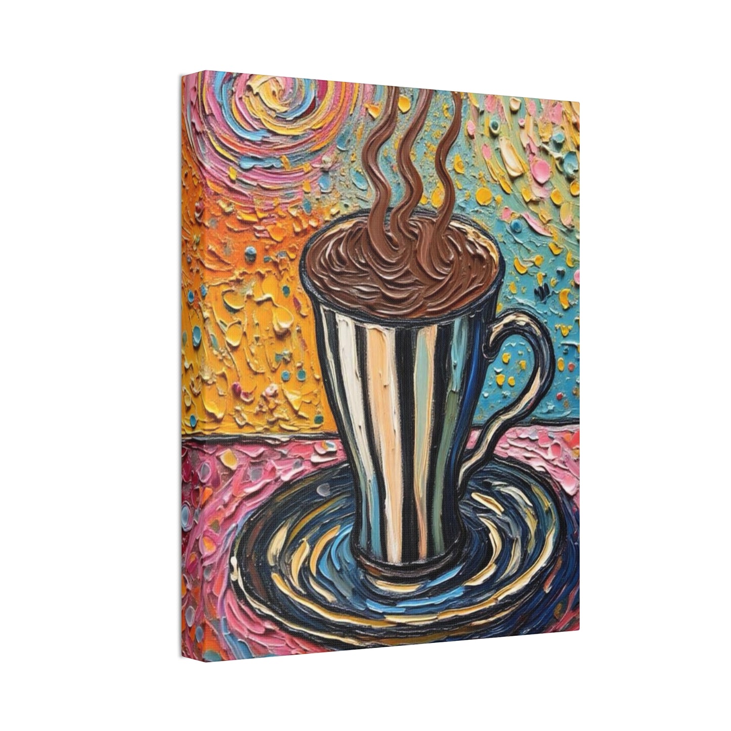 Colorful Coffee Cup Canvas Wall Art — Stretched 1.5"