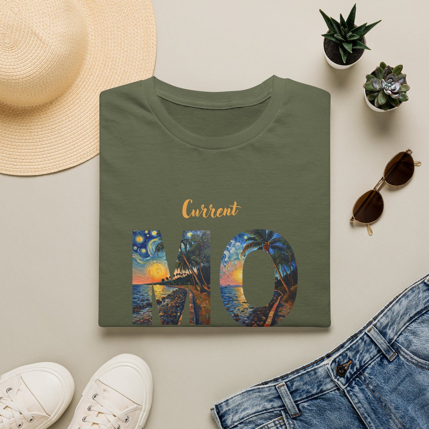 Hawaiian Graphic T-Shirt — 'Current Mood' Art Print