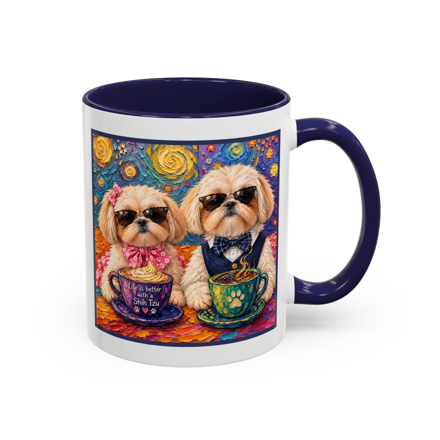 Shih Tzu Coffee Cup - Cute Dog Art - Couple with Teacups-Coffee cups - Paws for Coffee