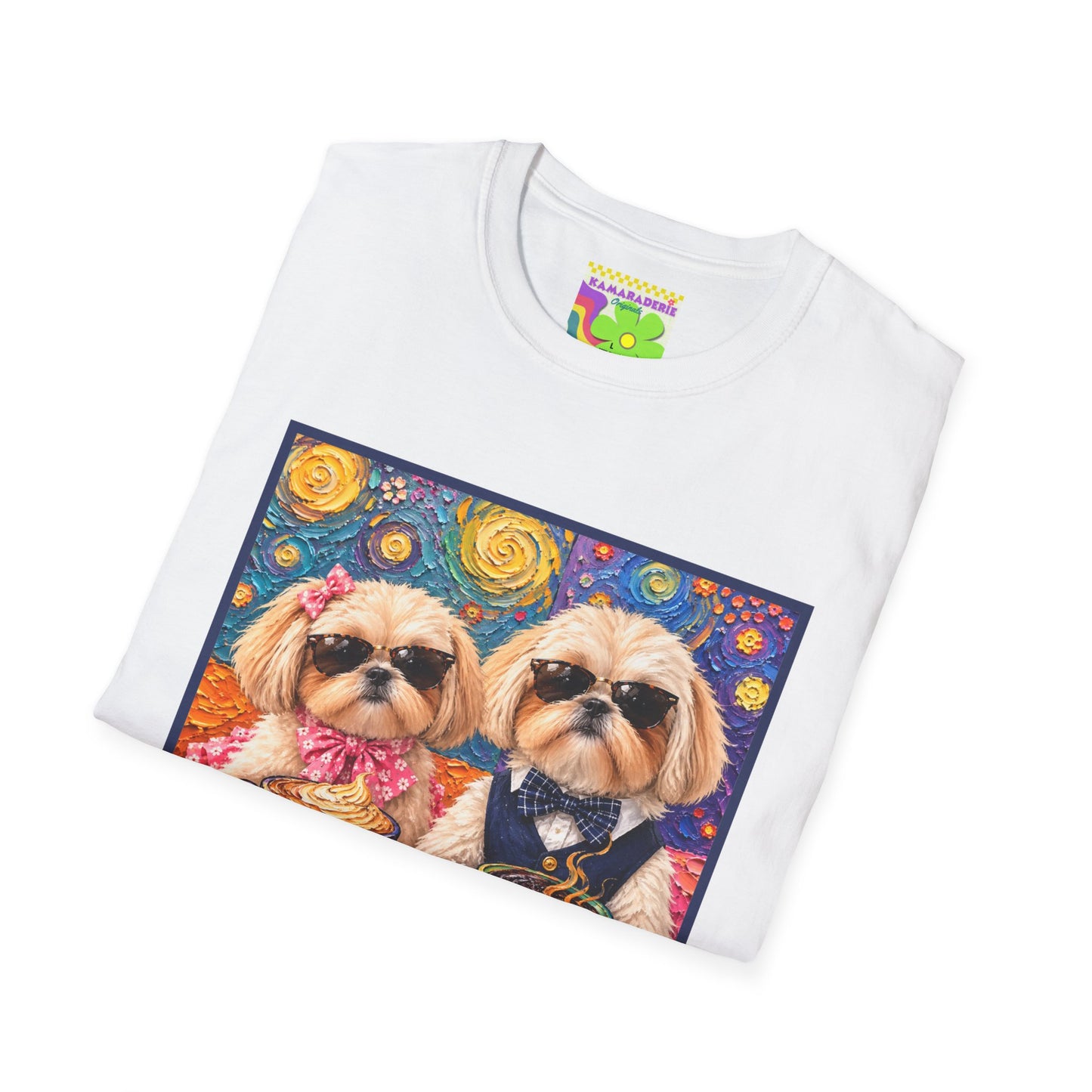 Shih Tzu Coffee Date T-Shirt - Cute Couple - Dogs with Teacups - Paws for Coffee