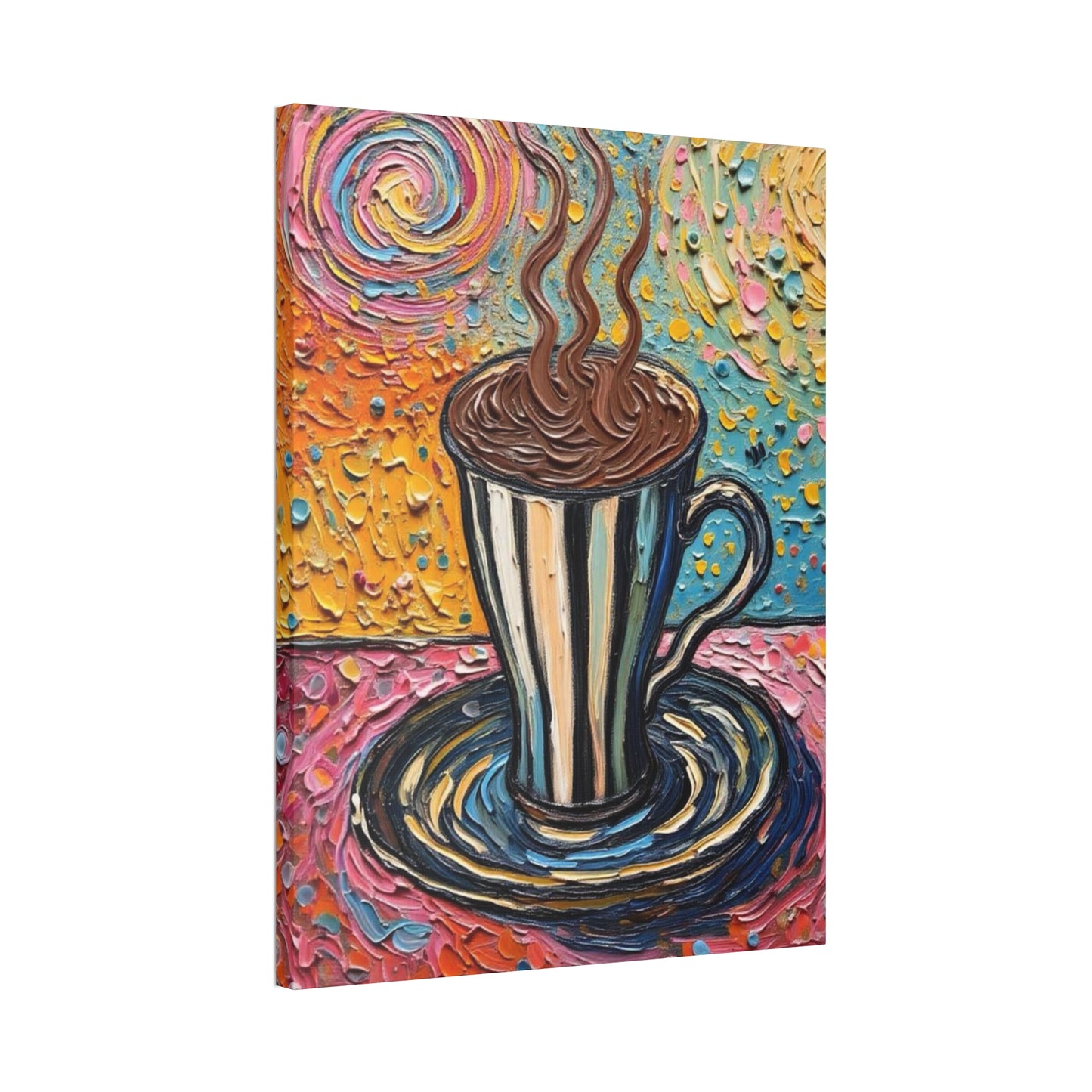 Colorful Coffee Cup Canvas Wall Art — Stretched 1.5"