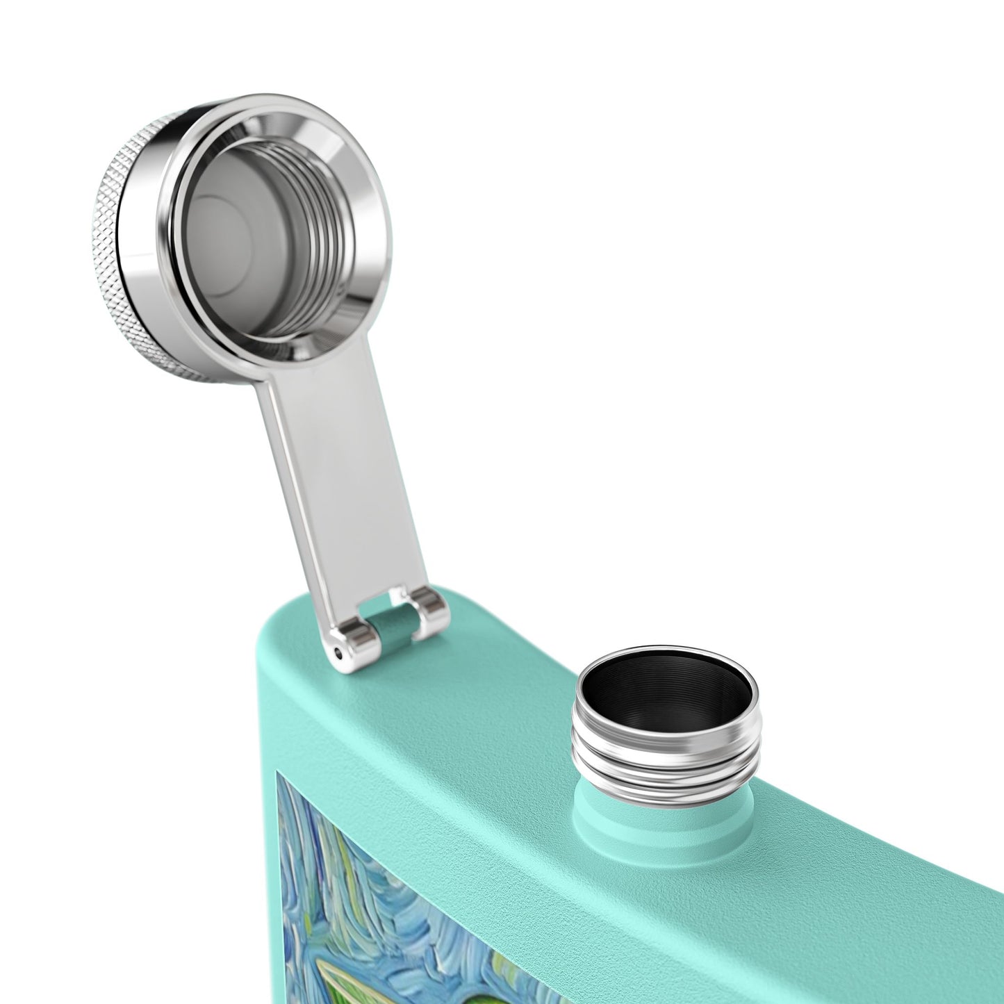Flask - Stainless Steel 6oz - Colorful Cocktail Splash - Whimsical Artwork - 'Cheers, Darling'