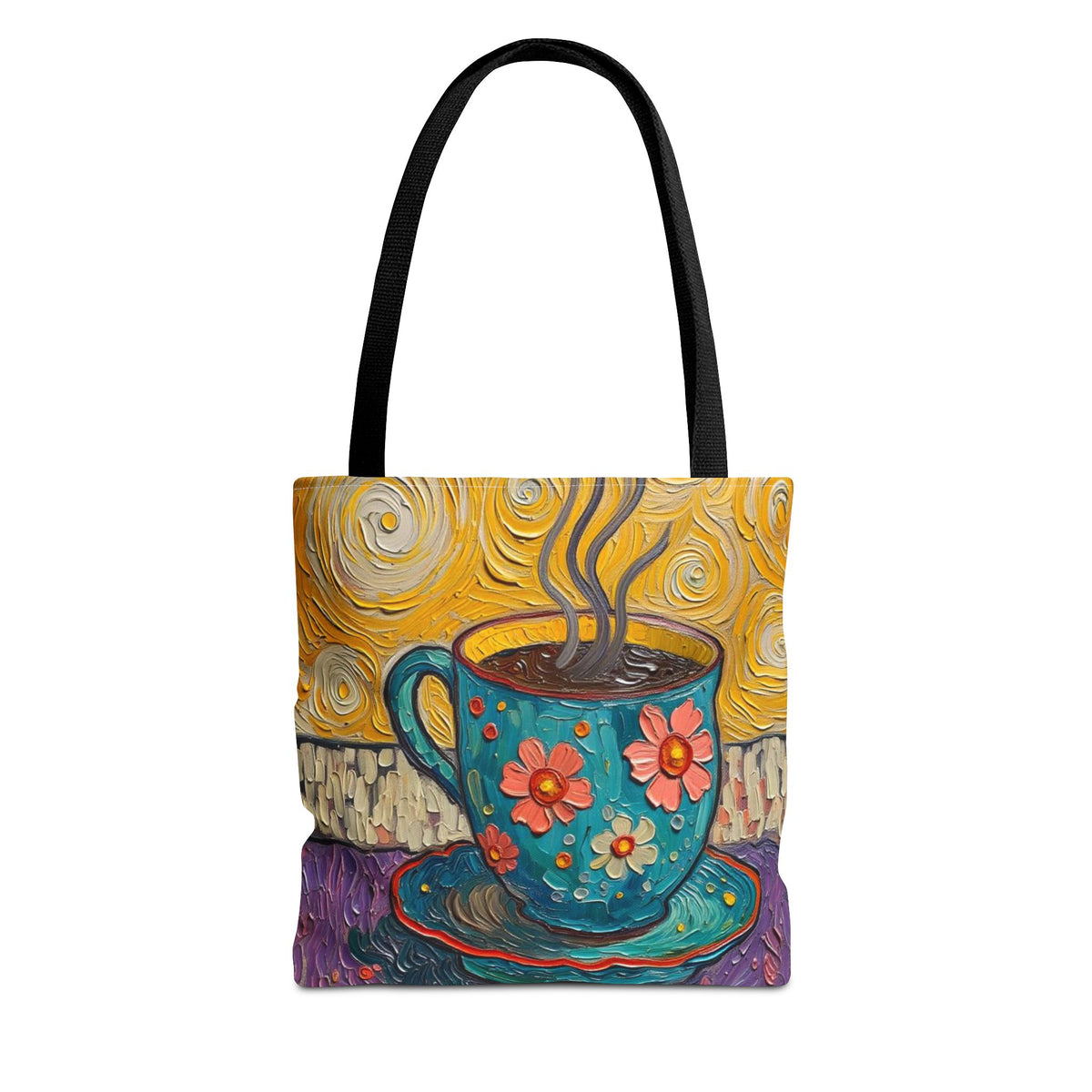 Tote Bag - Flower Coffee Cup - Painterly Style Design - 'Rich Roast'