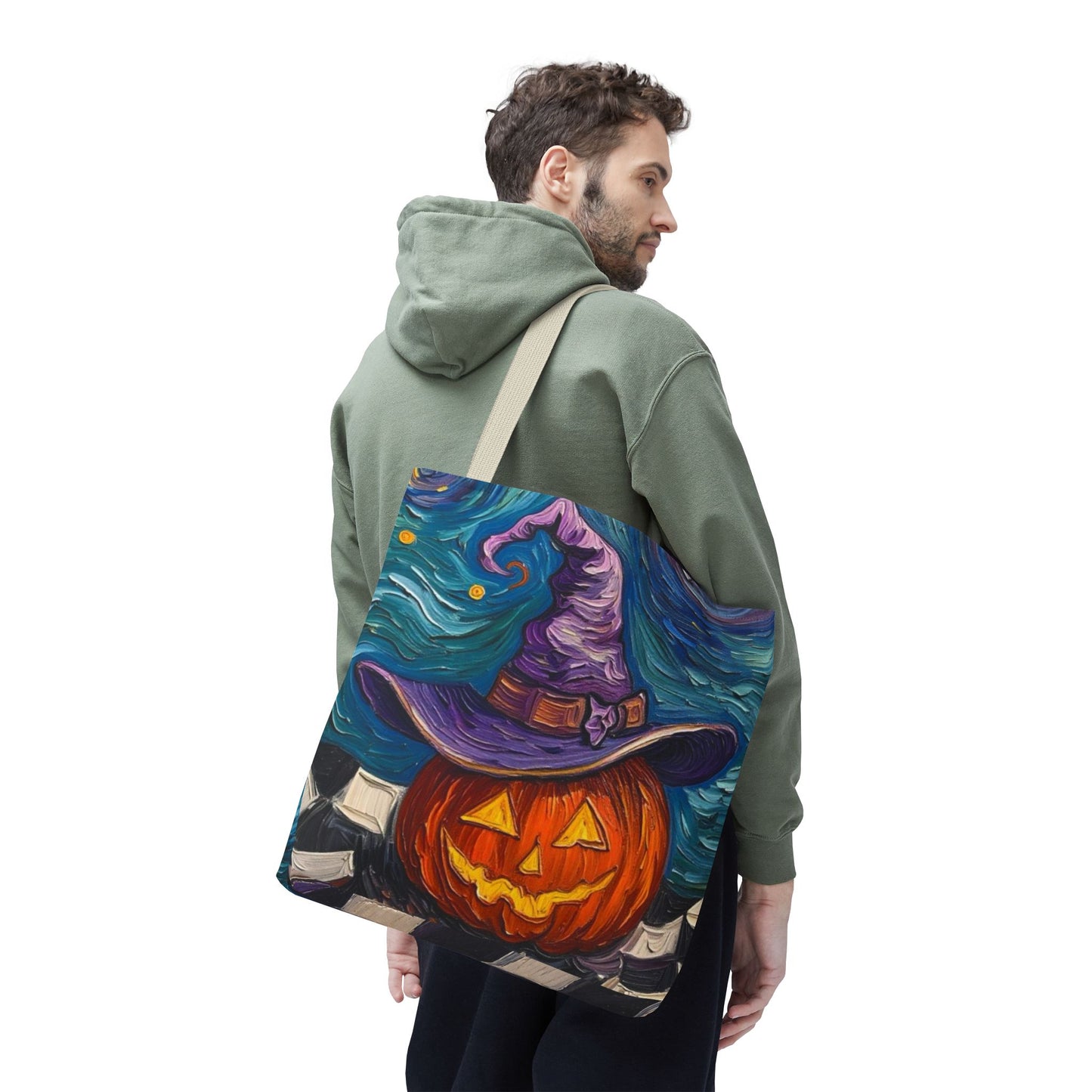 Halloween Tote Bag | Pumpkin After Midnight – Colorful Jack-O'-Lantern artistic design