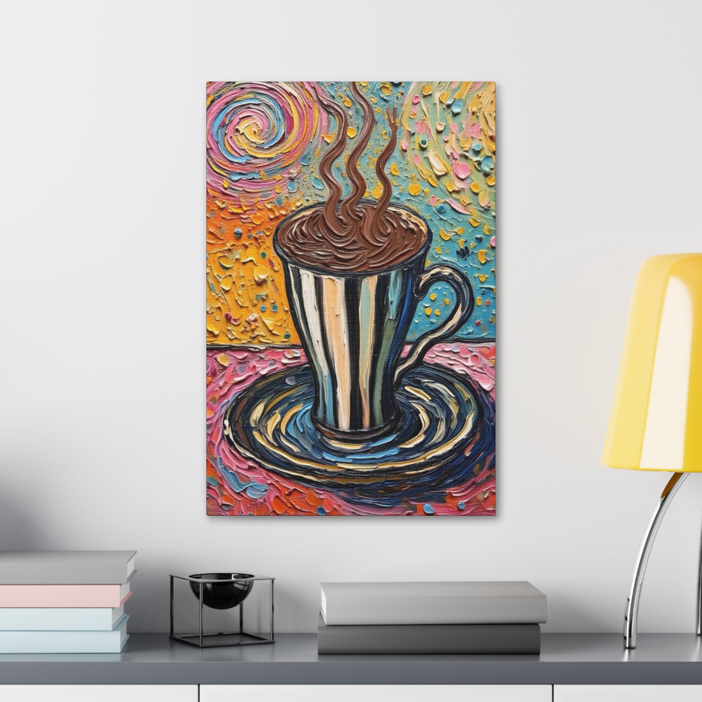 Colorful Coffee Cup Canvas Wall Art — Stretched 1.5"