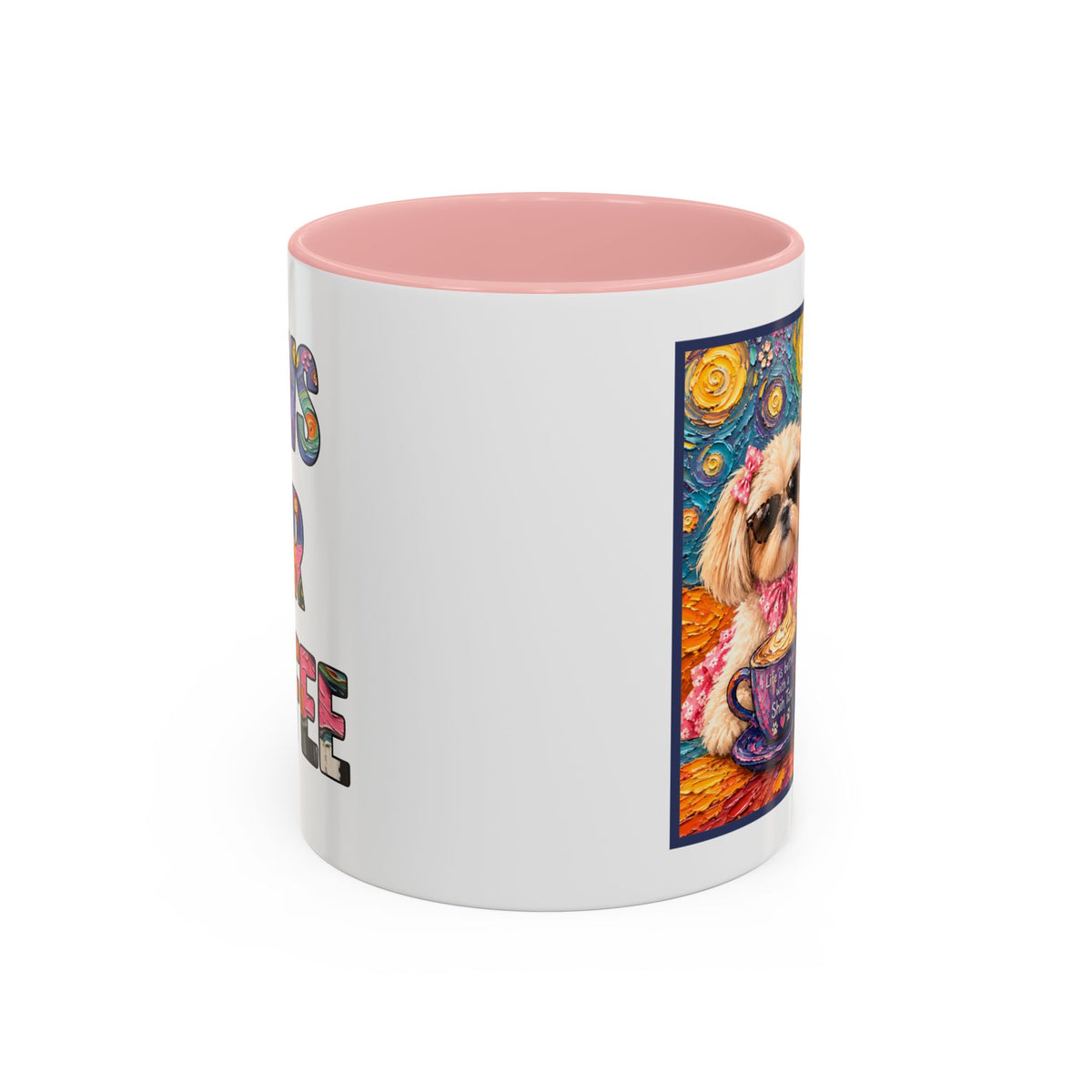 Shih Tzu Coffee Cup - Cute Dog Art - Couple with Teacups-Coffee cups - Paws for Coffee