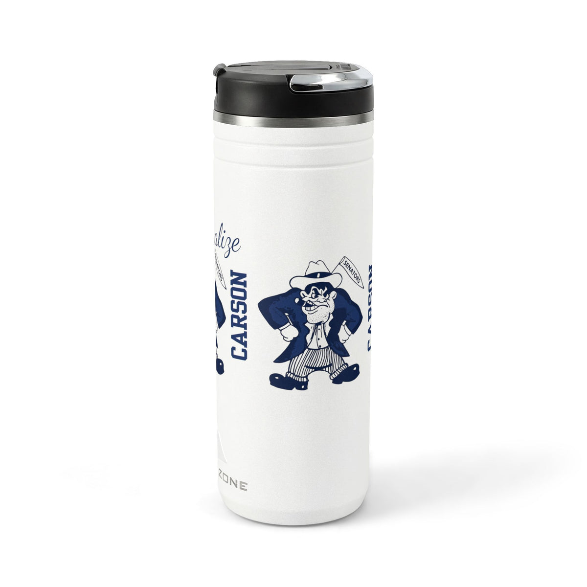 Vintage Carson Senators Mascot Insulated Tumbler - 24oz Thermal Straw Bottle