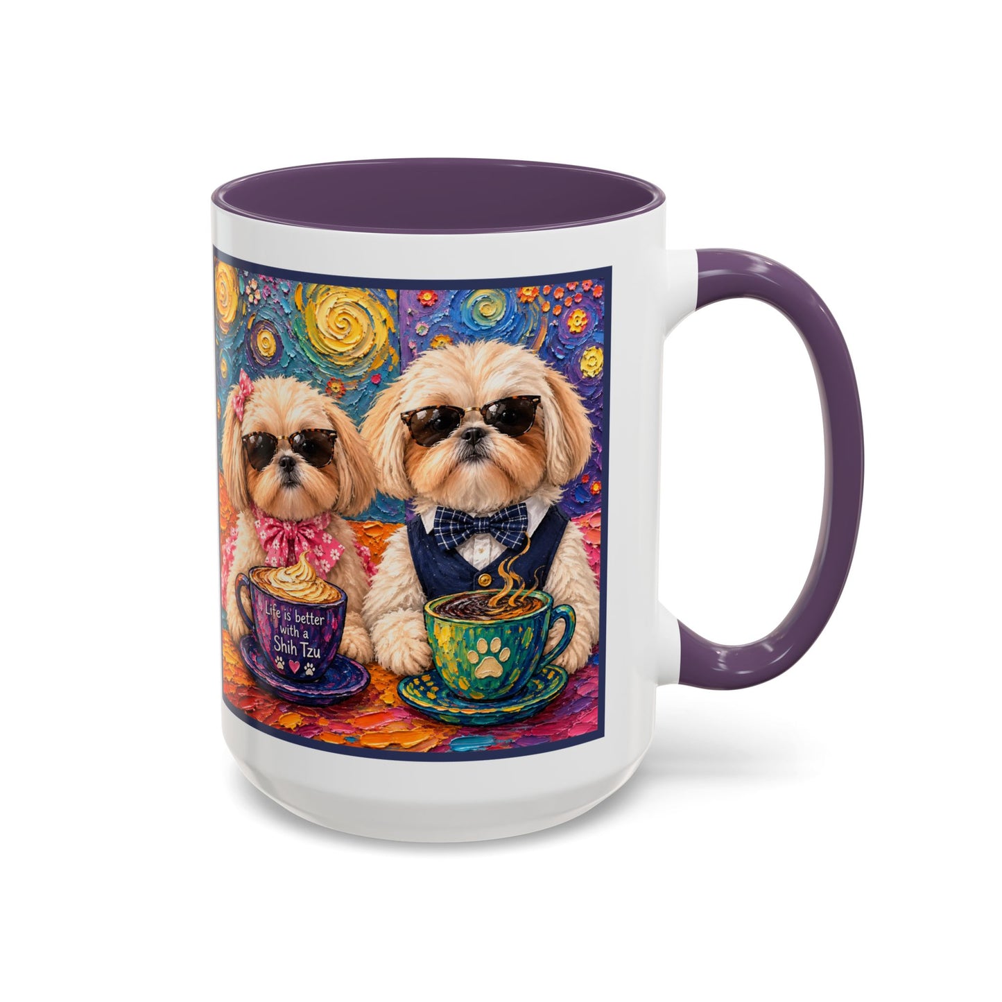 Shih Tzu Coffee Cup - Cute Dog Art - Couple with Teacups-Coffee cups - Paws for Coffee