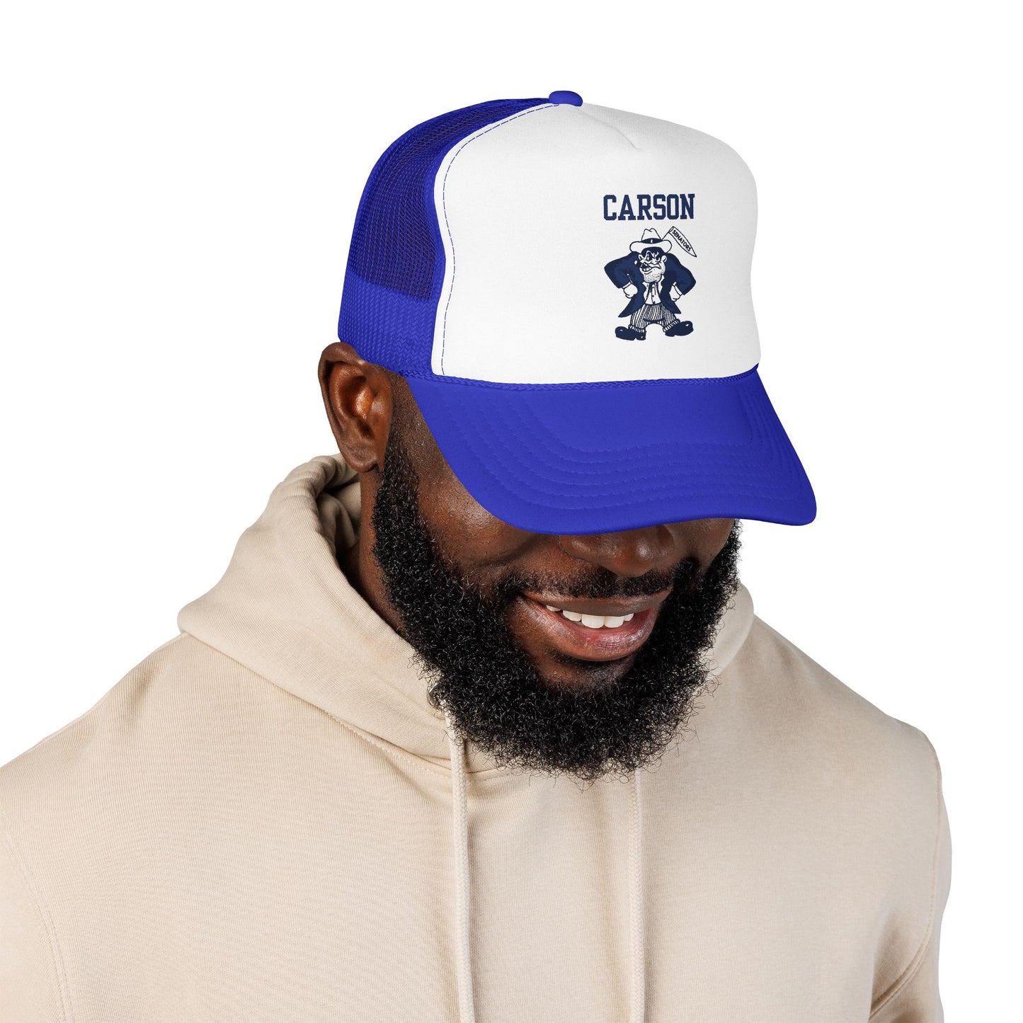 Carson High Senators Trucker Hat with Mascot Design