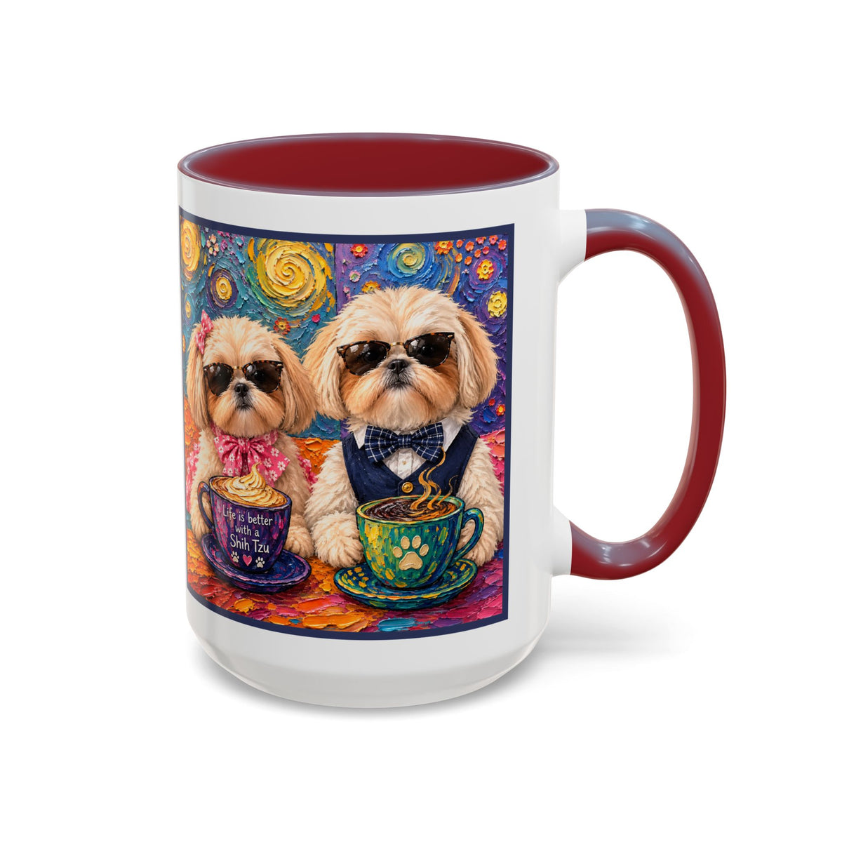 Shih Tzu Coffee Cup - Cute Dog Art - Couple with Teacups-Coffee cups - Paws for Coffee
