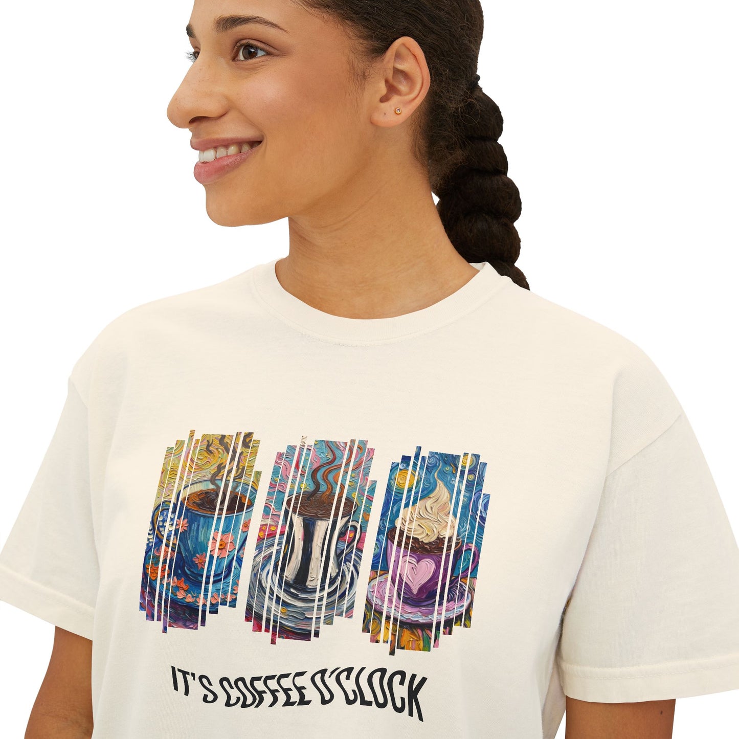 Boxy Tee — "It's Snack O'Clock" Colorful Snack Bar Graphic