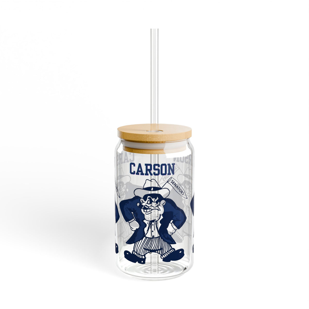 Vintage Carson Senators Mascot Sipper Glass - 16oz Tumbler