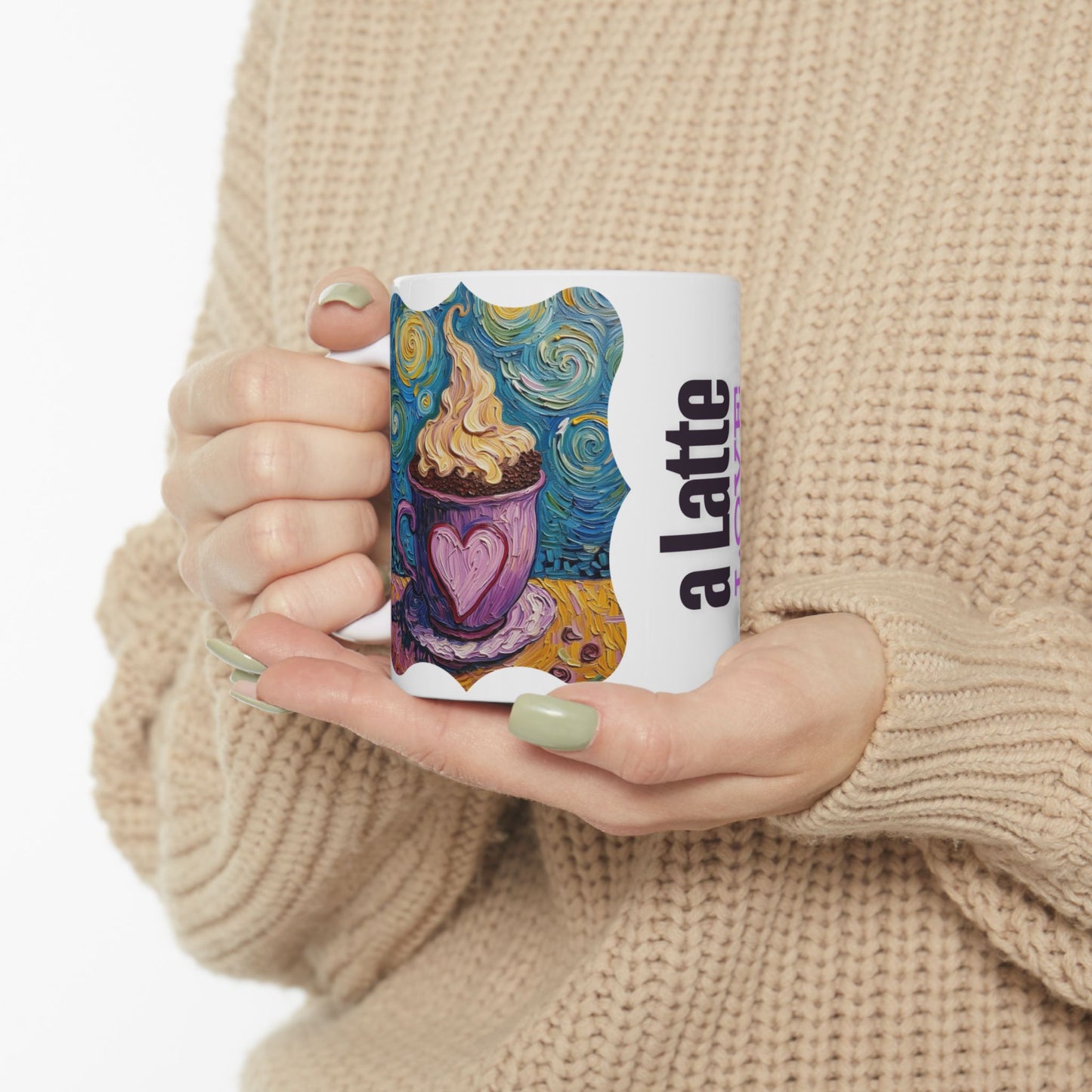 Coffee Mug Colorful Art - Coffee Cup Unique Painterly Design - 'A Latte Love'