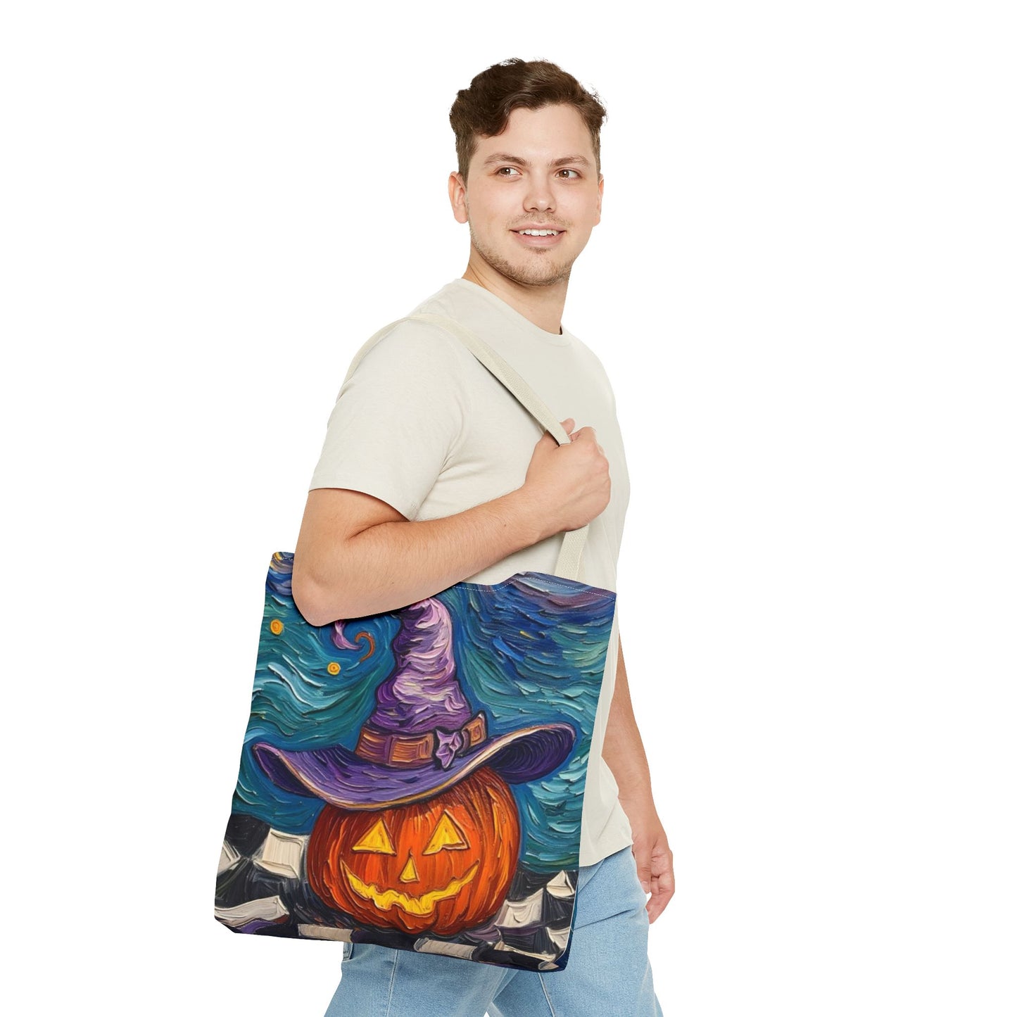 Halloween Tote Bag | Pumpkin After Midnight – Colorful Jack-O'-Lantern artistic design