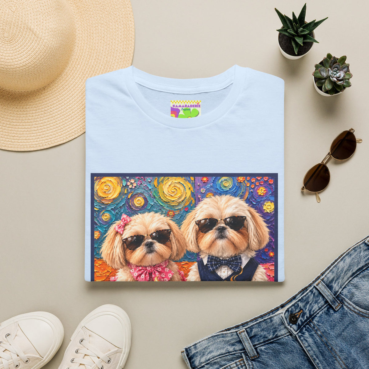 Shih Tzu Coffee Date T-Shirt - Cute Couple - Dogs with Teacups - Paws for Coffee