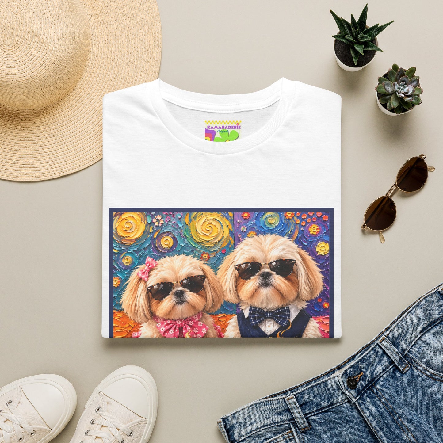 Shih Tzu Coffee Date T-Shirt - Cute Couple - Dogs with Teacups - Paws for Coffee