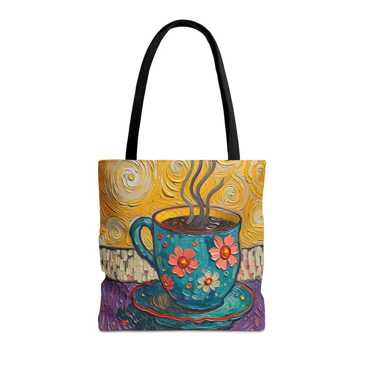 Tote Bag - Flower Coffee Cup - Painterly Style Design - 'Rich Roast'