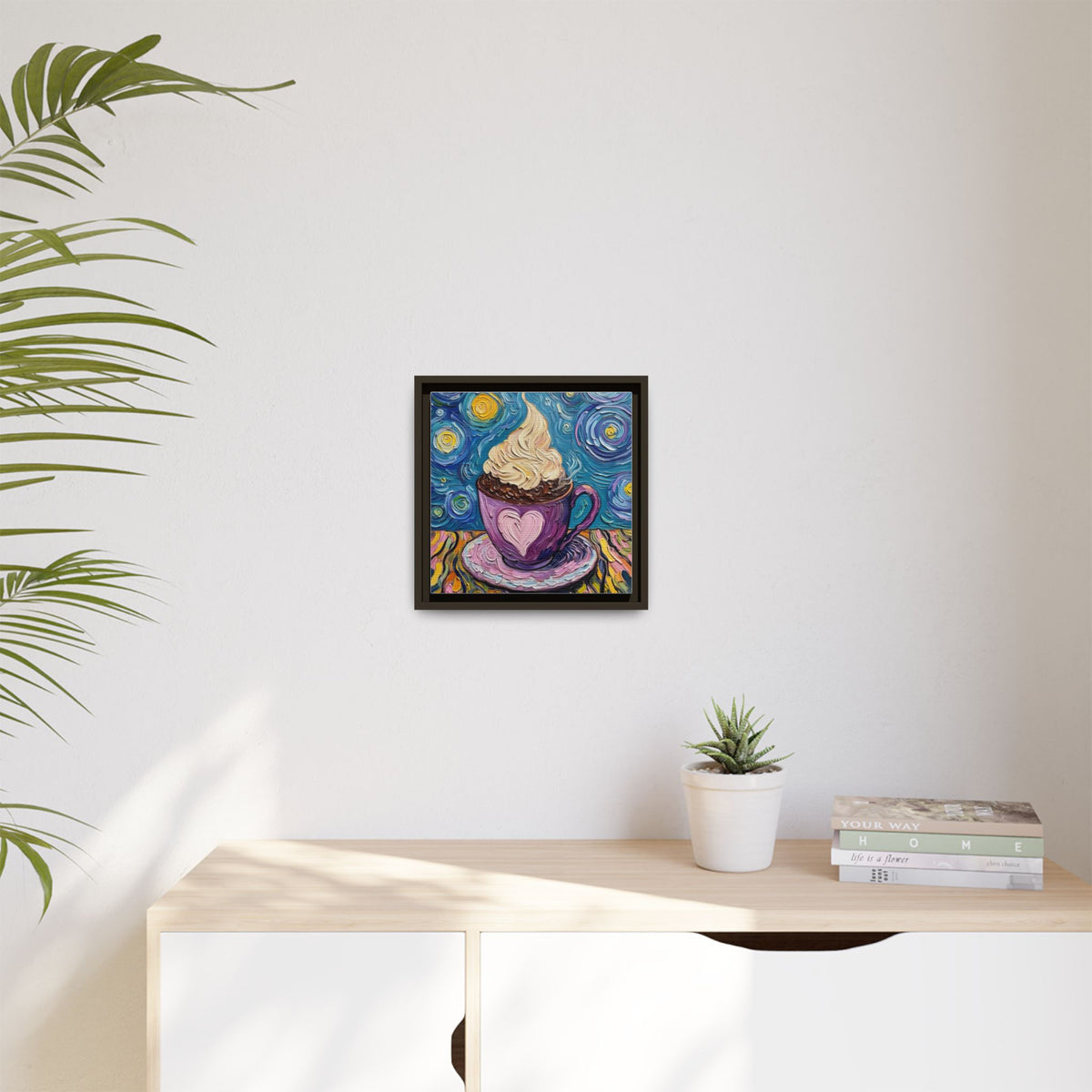 Canvas Wall Art - Colorful Coffee Cup - Artistic Painterly Style - Impasto Design Print - 'Dreamer's Roast'