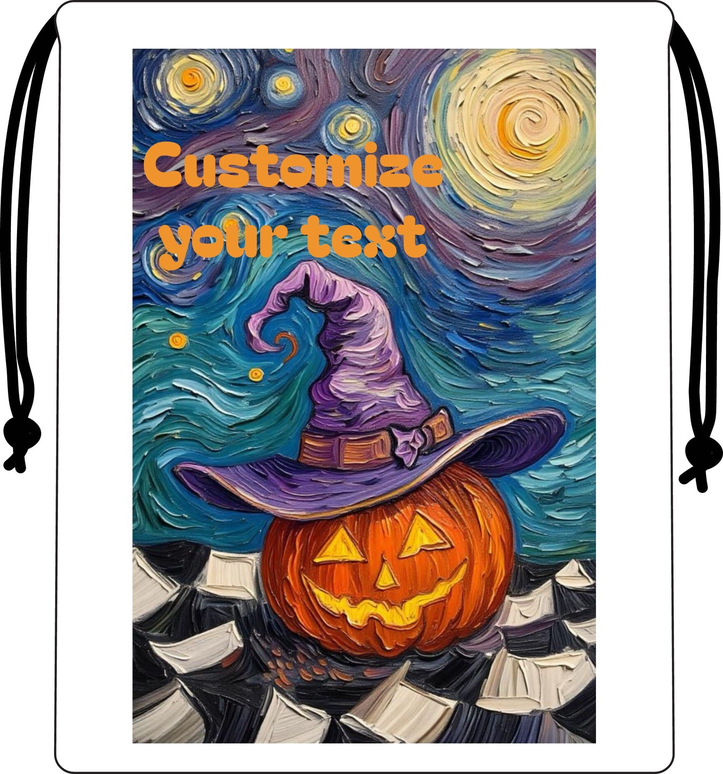 Halloween Favor Bag — Jack-O'-Lantern witch Drawstring Gift Pouch