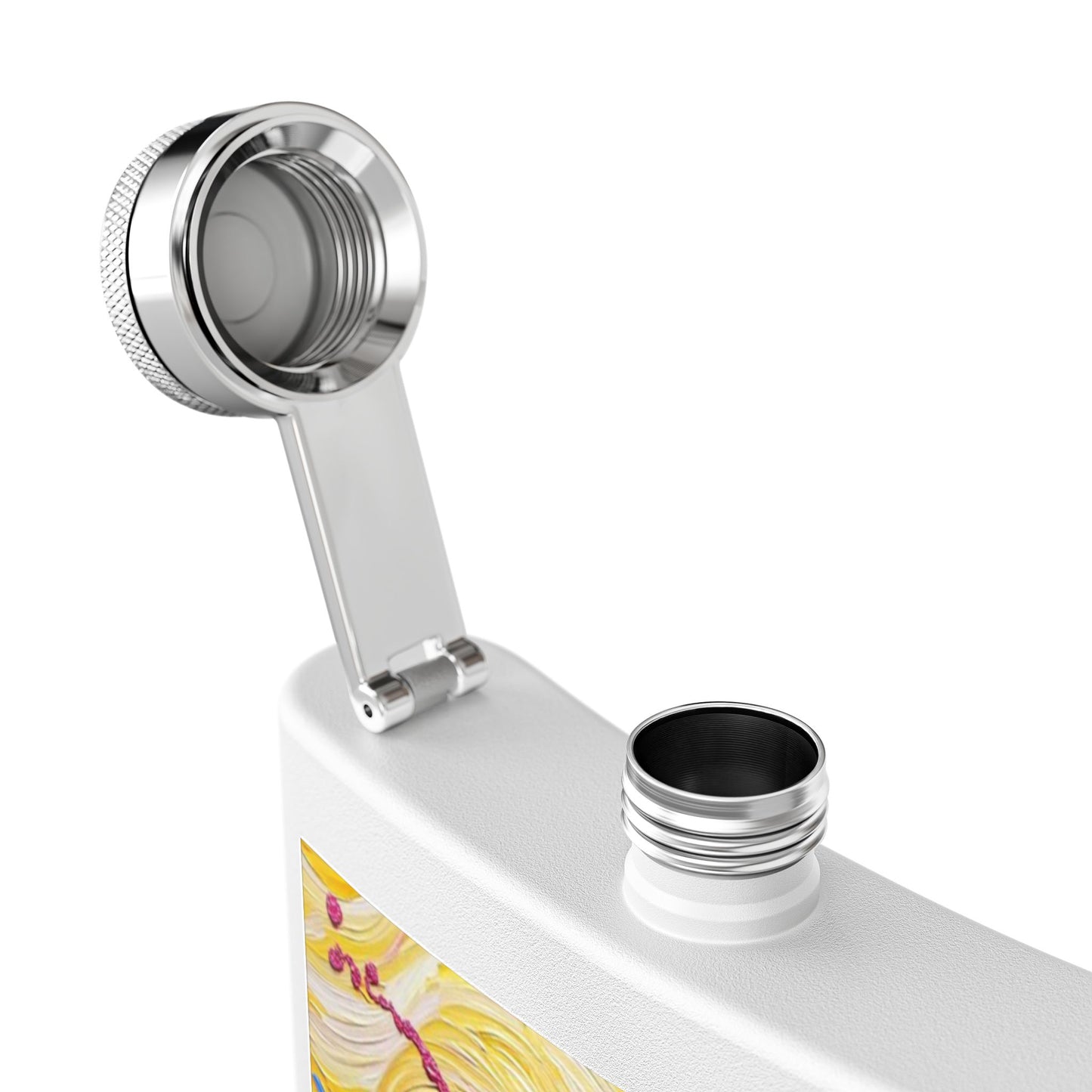 Flask - Stainless Steel 6oz  - Colorful Hot Pink Martini Splash Whimsical Artwork - 'Sway & Sip'