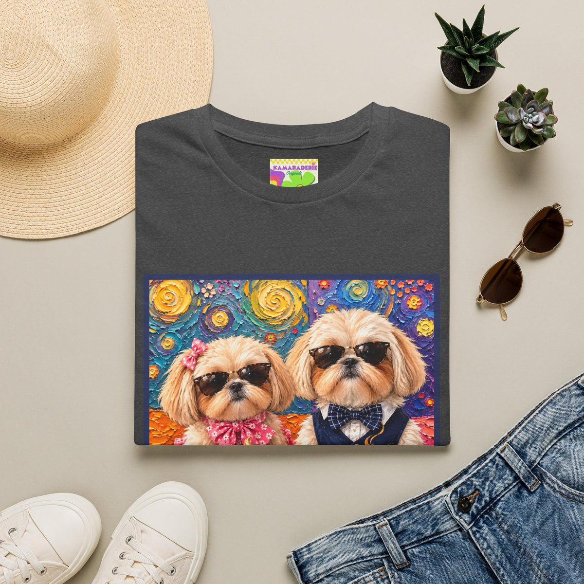 Shih Tzu Coffee Date T-Shirt - Cute Couple - Dogs with Teacups - Paws for Coffee