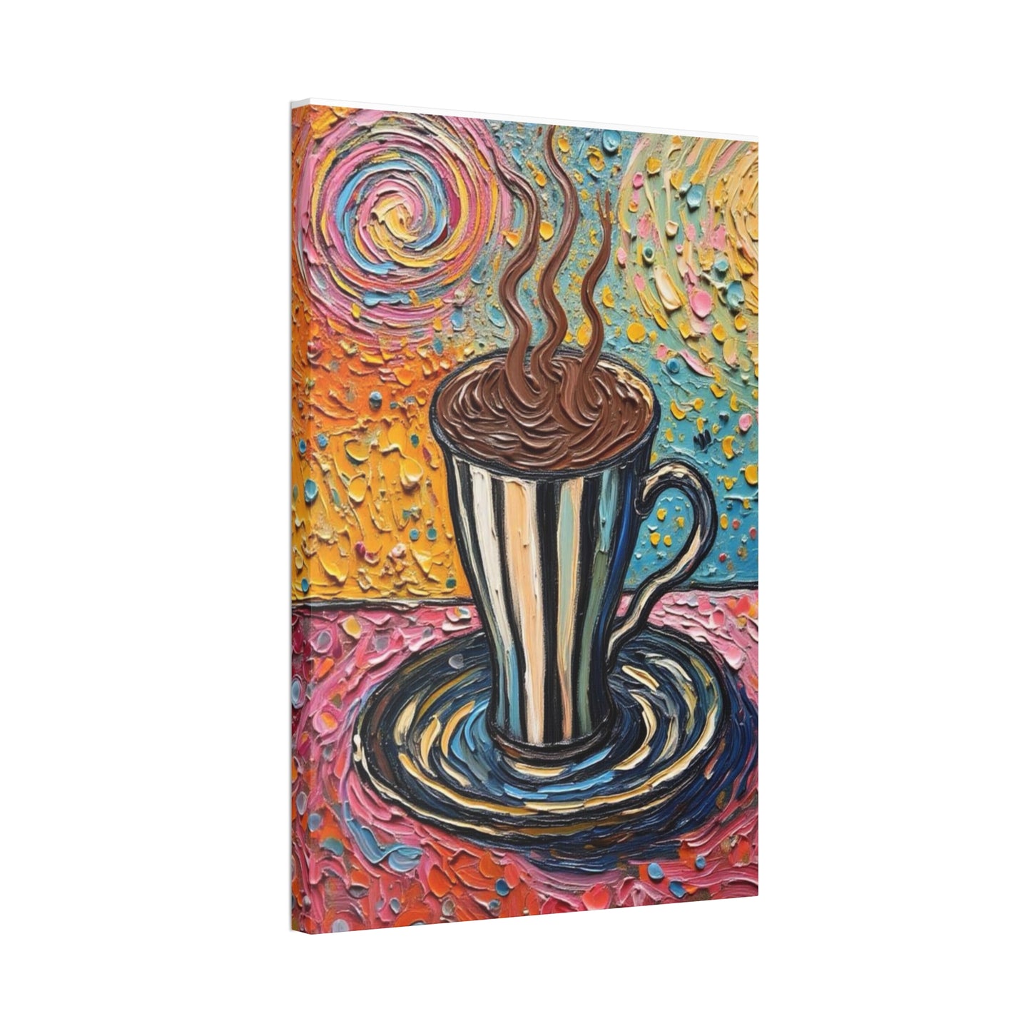 Colorful Coffee Cup Canvas Wall Art — Stretched 1.5"