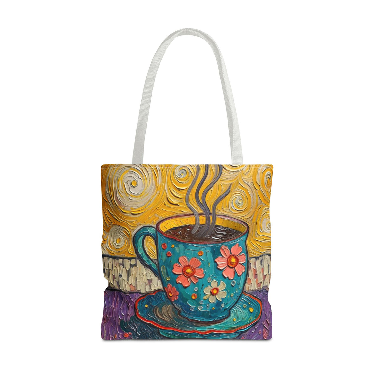 Tote Bag - Flower Coffee Cup - Painterly Style Design - 'Rich Roast'