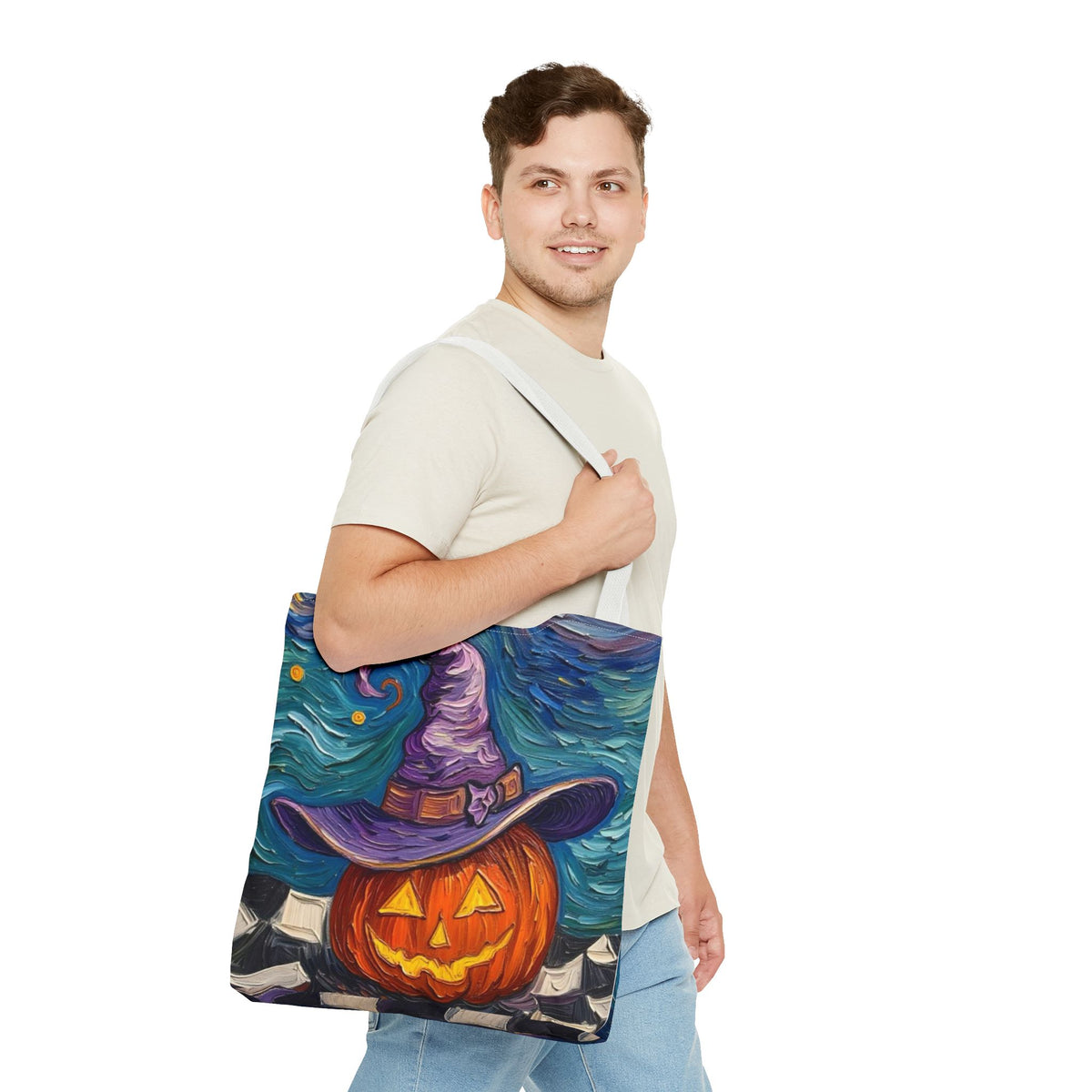 Halloween Tote Bag | Pumpkin After Midnight – Colorful Jack-O'-Lantern artistic design
