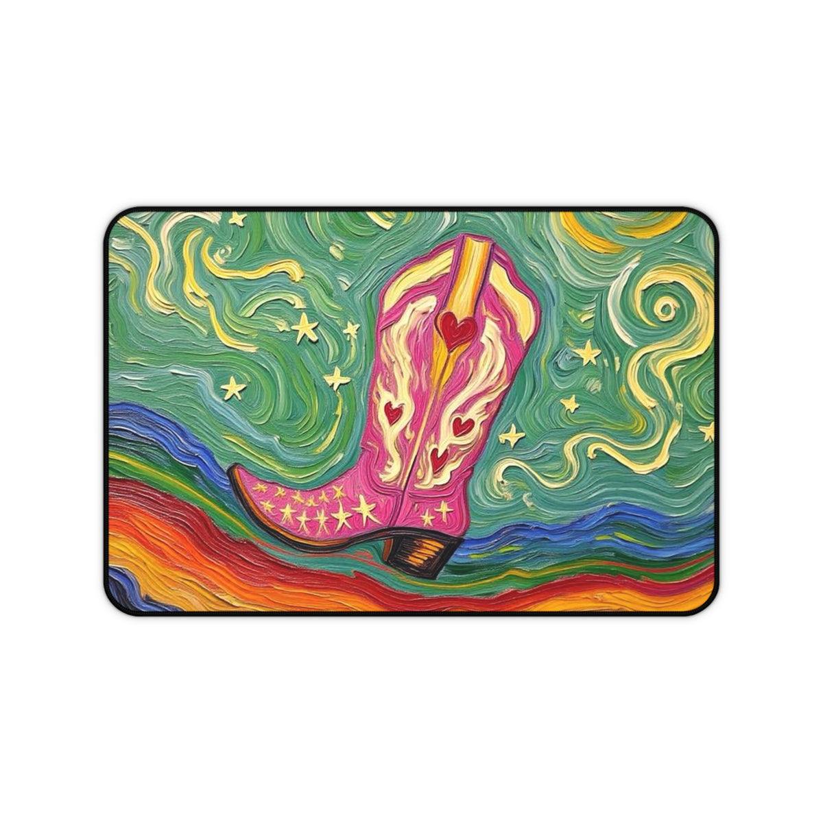 Desk Mat - Vivid Cowboy - Cowgirl Boot - Colorful Western Painterly Design - Artistic Cowgirl Boot - 'Cowgirl Kisses'