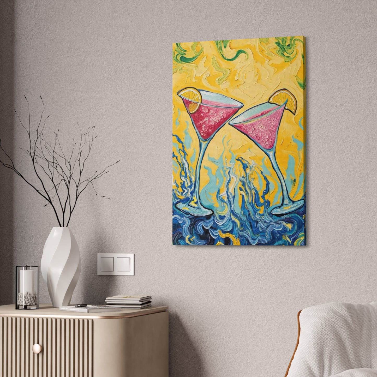 Canvas Wall Art - Refreshing Citrus Drink Unique Design - 'Cosmo Cuties'