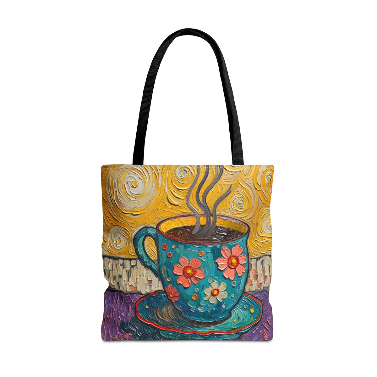 Tote Bag - Flower Coffee Cup - Painterly Style Design - 'Rich Roast'