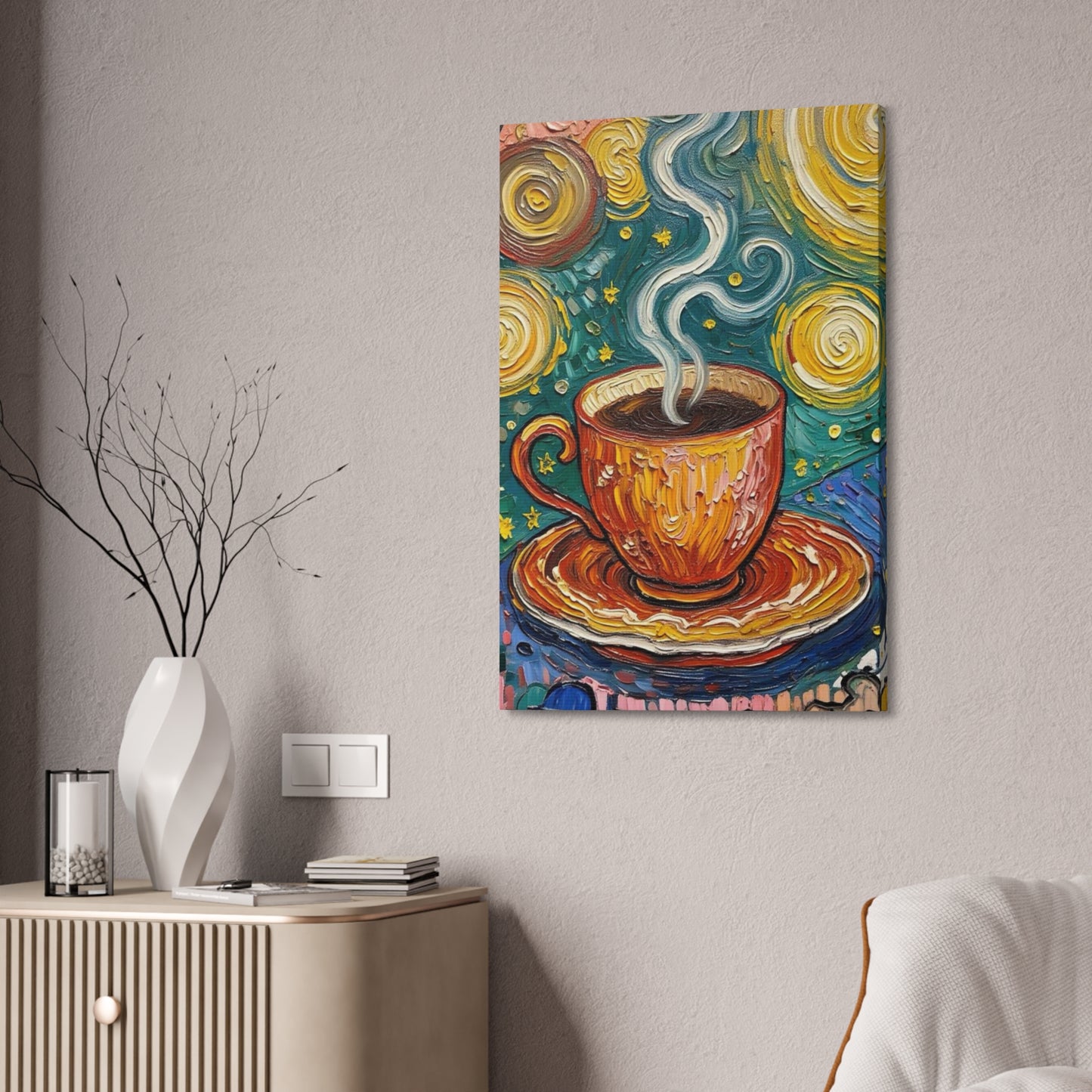 Coffee Starry Night Canvas Print — Stretched 1.5" Wall Art