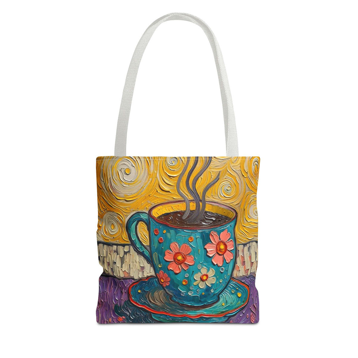 Tote Bag - Flower Coffee Cup - Painterly Style Design - 'Rich Roast'