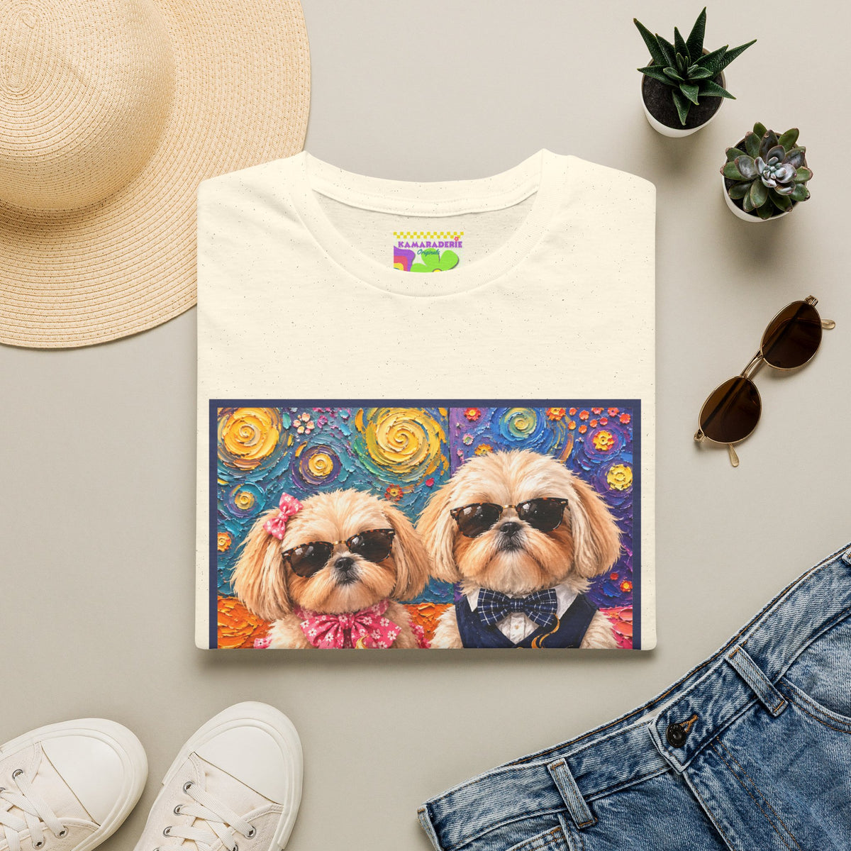 Shih Tzu Coffee Date T-Shirt - Cute Couple - Dogs with Teacups - Paws for Coffee