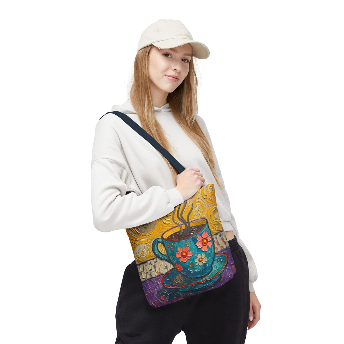 Tote Bag - Flower Coffee Cup - Painterly Style Design - 'Rich Roast'