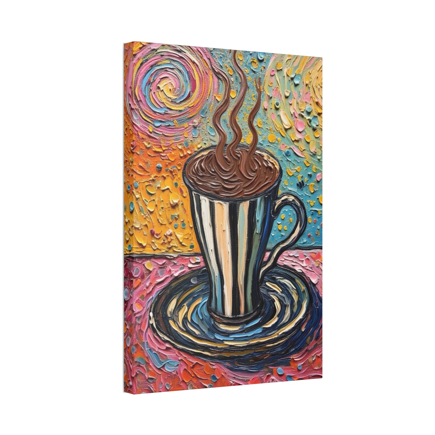 Colorful Coffee Cup Canvas Wall Art — Stretched 1.5"