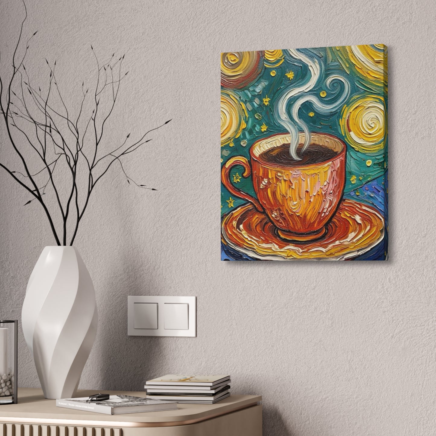Coffee Starry Night Canvas Print — Stretched 1.5" Wall Art