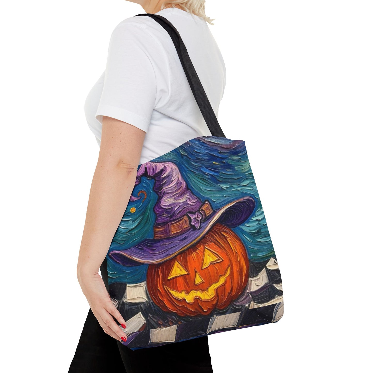 Halloween Tote Bag | Pumpkin After Midnight – Colorful Jack-O'-Lantern artistic design
