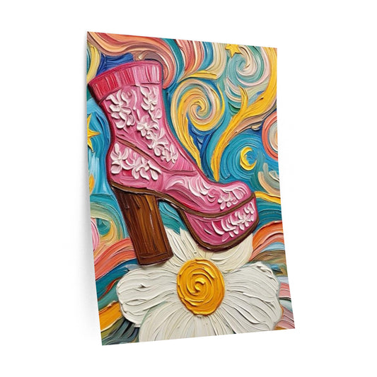 Wall Decal - Platform Boot swirling colors - Painterly Colorful Style Removable Wall Art - Impasto Design Print -  'Dancin' on a Daisy'