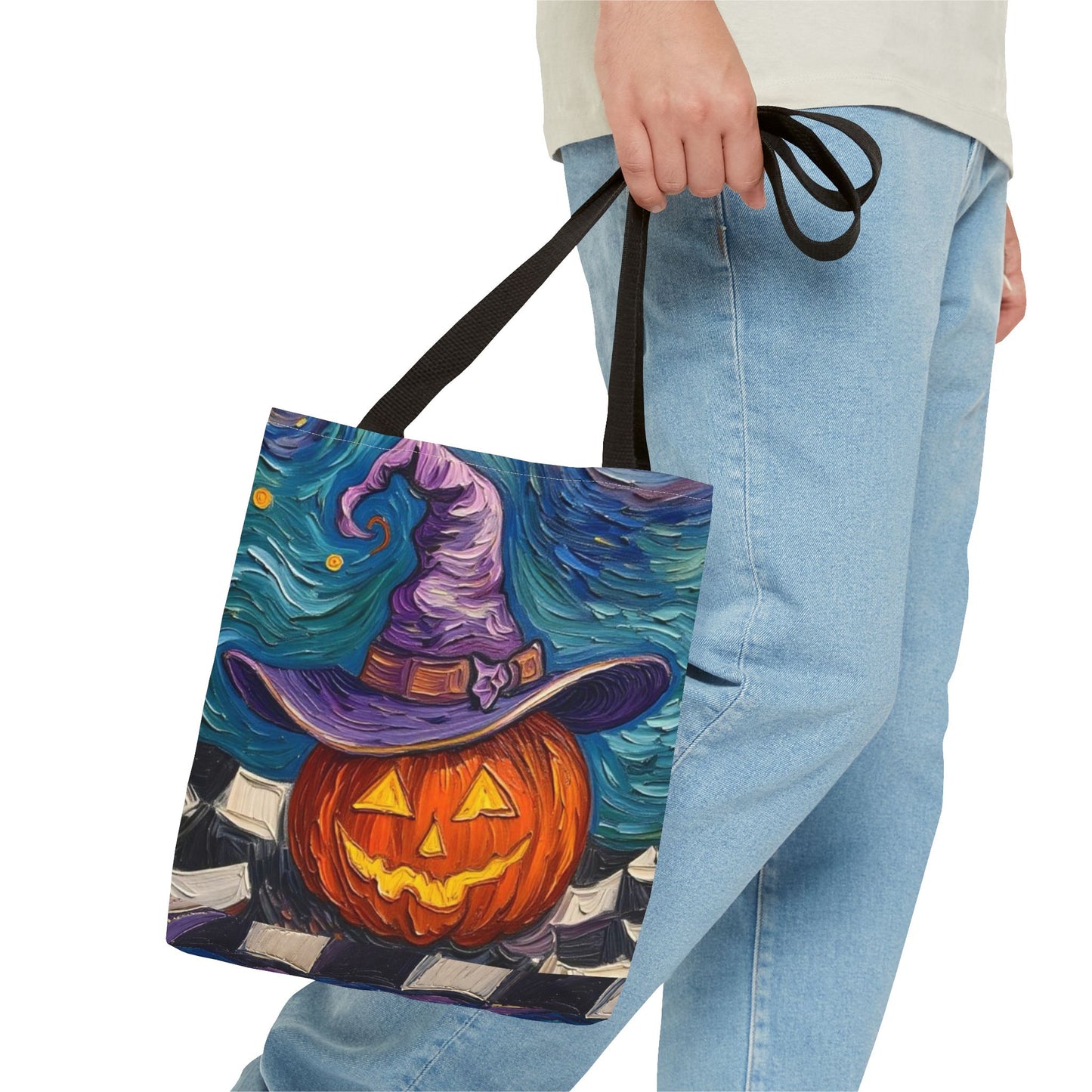 Halloween Tote Bag | Pumpkin After Midnight – Colorful Jack-O'-Lantern artistic design