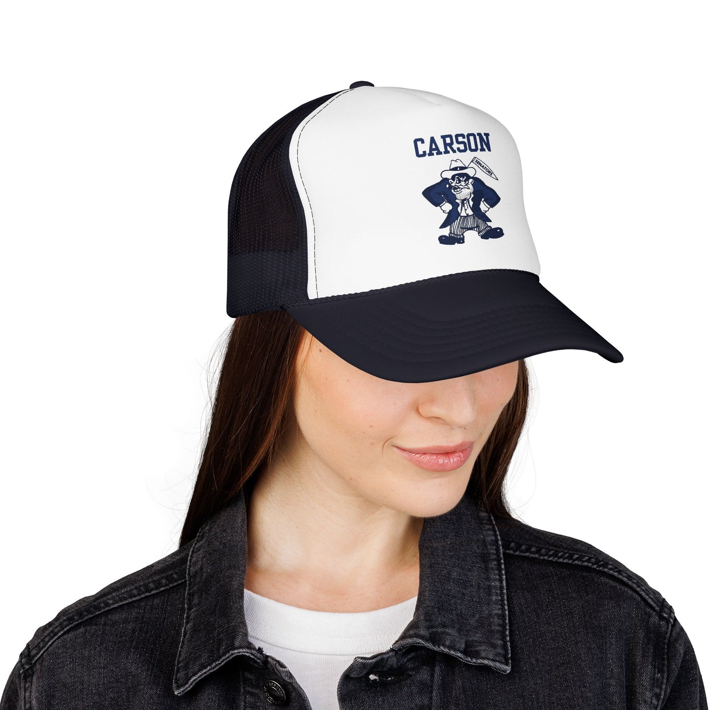 Carson High Senators Trucker Hat with Mascot Design