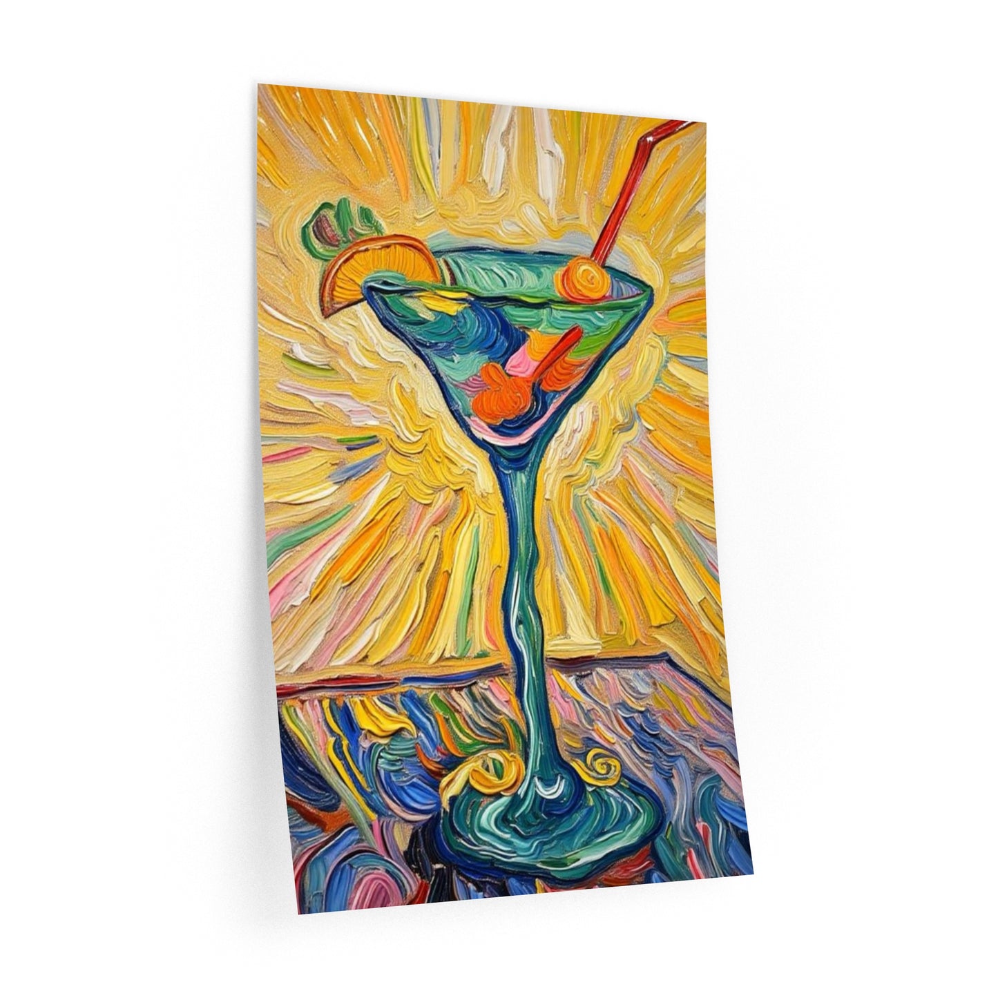 Wall Decal Art- Colorful Martini Glass - Bright Artistic Removable Wall Art -'Tipsy in Technicolor'