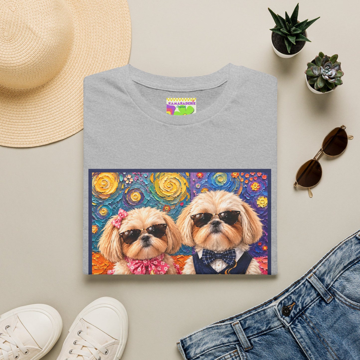 Shih Tzu Coffee Date T-Shirt - Cute Couple - Dogs with Teacups - Paws for Coffee