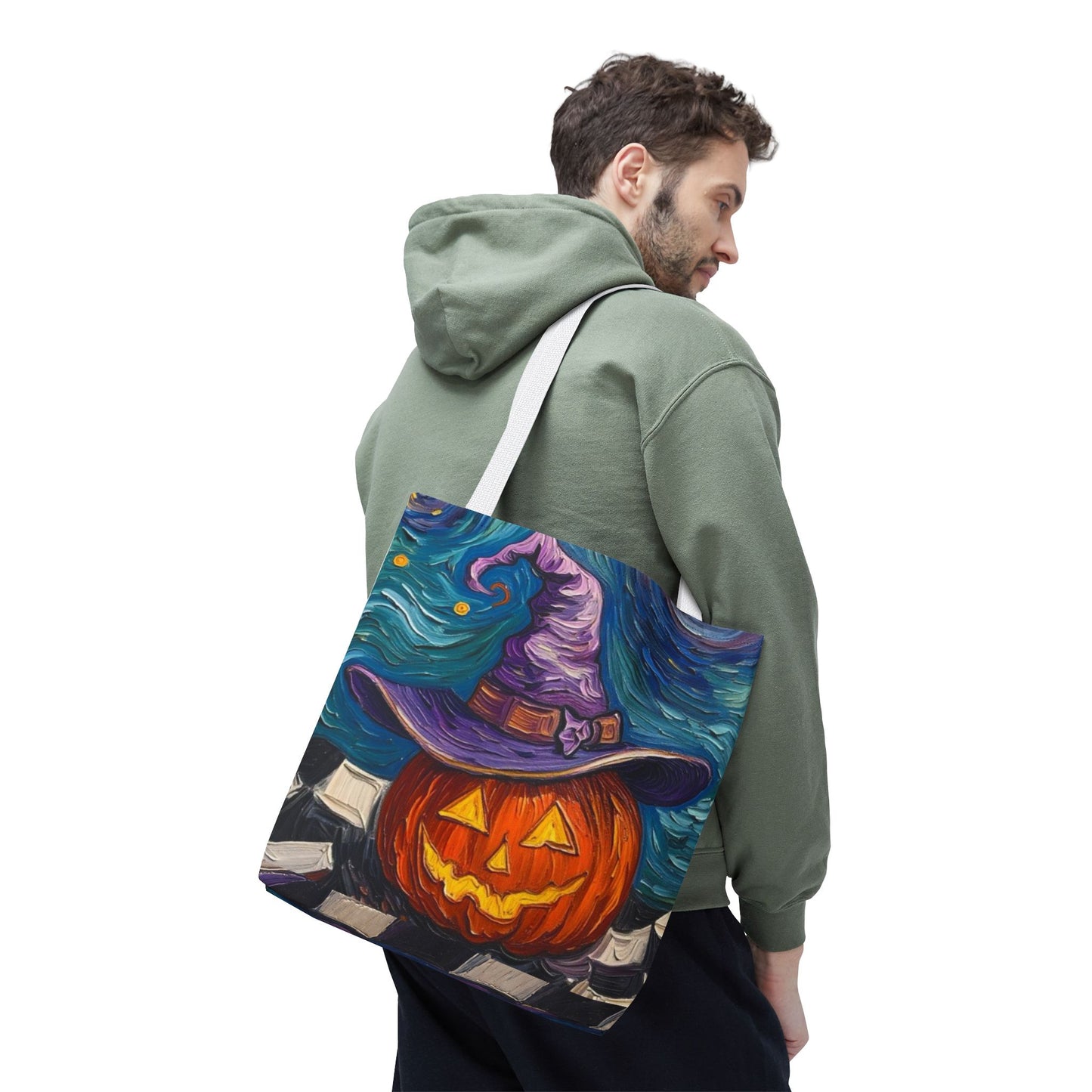 Halloween Tote Bag | Pumpkin After Midnight – Colorful Jack-O'-Lantern artistic design