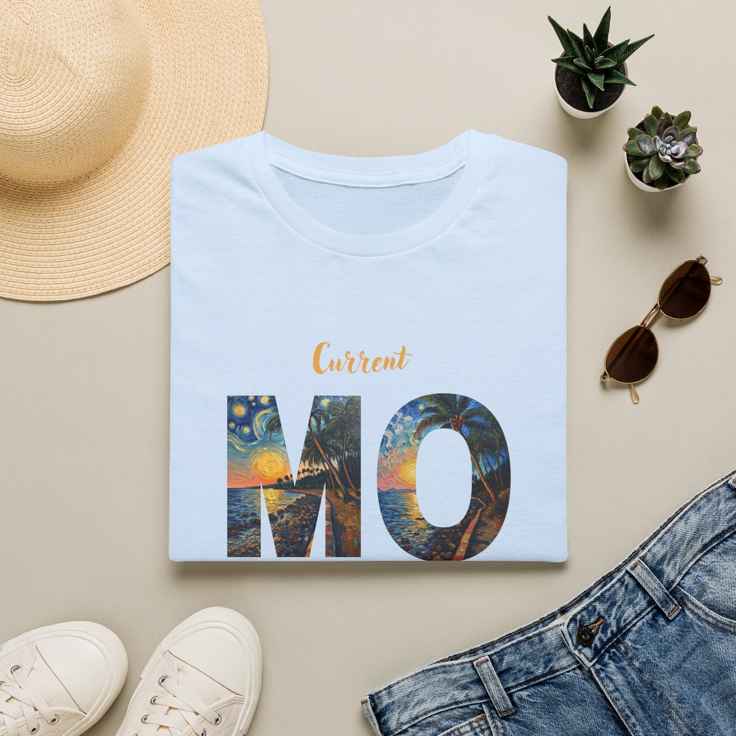 Hawaiian Graphic T-Shirt — 'Current Mood' Art Print