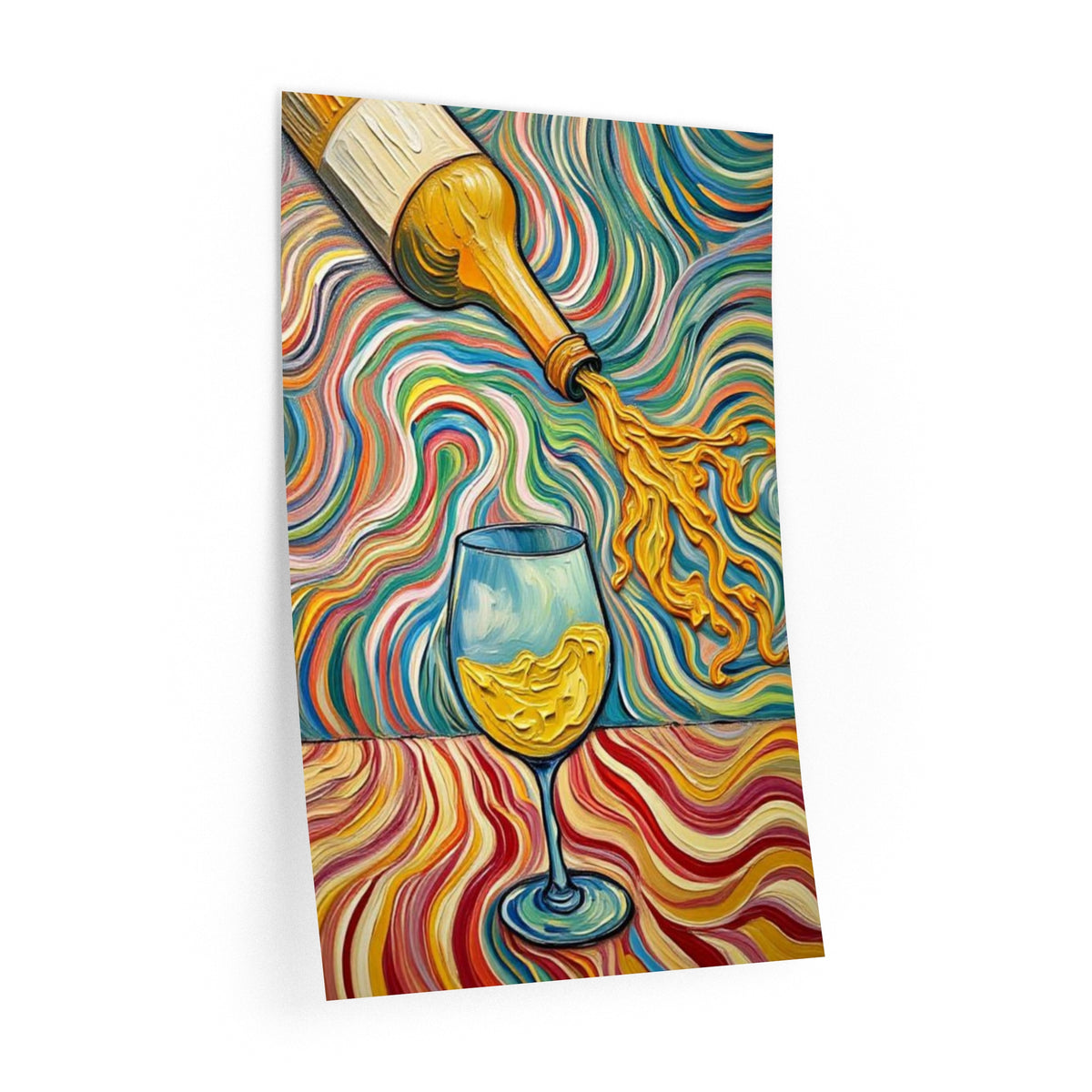Wall Decal Art - Wine Bottle & Glass Pour Removable Art - Artistic Uniquely Design - Psychedelic Pour'